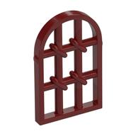 Window 1 x 2 x 2 & 2/3 Pane Twisted Bar with Rounded Top (Dark Red)