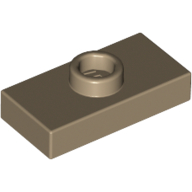 Plate Special 1 x 2 with 1 Stud with Groove (Jumper) (Dark Tan)