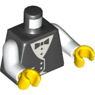 Torso, Vest Formal with Bow Tie Print, White Arms, Yellow Hands (Black)