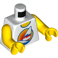 Torso, Sailboat with Sunset Print, Yellow Arms and Hands (White)