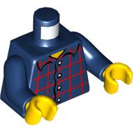 Torso, Plaid Shirt with Buttons, Curbed Collar, Plain Back Print, Dark Blue Arms, Yellow Hands (Dark Blue)