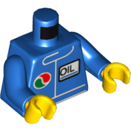 Torso, Racing Jacket with Octan Logo and 'OIL' Print, Blue Arms, Yellow Hands (Blue)