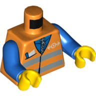 Torso, Vest with Reflective Safety Stripes, Pocket and Train Logo Print, Blue Arms, Yellow Hands (Orange)