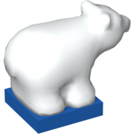Duplo Animal Polar Bear Cub on Blue Base, Squared Eyes (White)