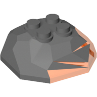 Rock Boulder 4 x 4, Top with Marbled Trans-Neon Orange Pattern (Dark Bluish Gray)