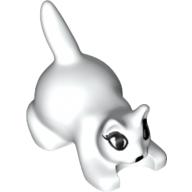 Animal, Cat, Kitten Crouching with Black Eyes, Eyelashes, and Nose Print (White)