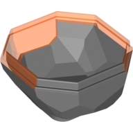 Rock Boulder 4 x 4, Bottom with Marbled Trans-Neon Orange Pattern (Dark Bluish Gray)