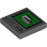 Tile 2 x 2 with Computer Monitor, White Power Switch Spot Print (Dark Bluish Gray)