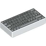 Tile 1 x 2 with Computer Keyboard Standard Print (White)