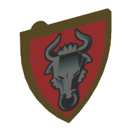 Shield Triangular with Dark Red and Silver & Black Adric Bull Print (Pearl Gold)