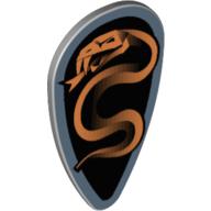 Shield Ovoid with Black and Copper Karzon Snake Print (Light Bluish Gray)