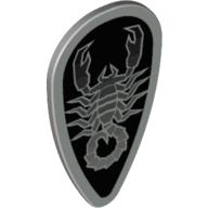 Shield Ovoid with Silver and Black Scorpion Print (Light Bluish Gray)