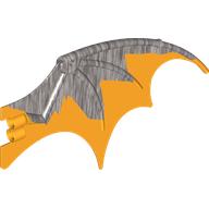 Creature Body Part, Dragon Wing 19 x 11 with Marbled Bright Light Orange Pattern (Pearl Light Gray)