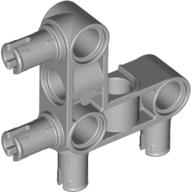 Technic Pin Connector Hub Perpendicular 3 x 3 Bent with 4 Pins (Pin Ridges Across Part) (Light Bluish Gray)