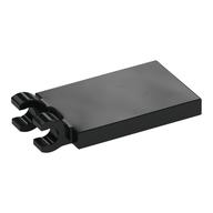 Tile Special 2 x 3 with 2 Clips [Thick Open O Clips] (Black)