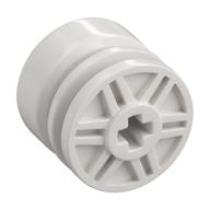 Wheel 18mm x 14mm with Axle Hole, Fake Bolts and Shallow Spokes (White)