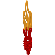 Large Figure Weapon Sword, Toa Flame 2 x 12 with Two Holes, Marbled Yellow Pattern (Red)