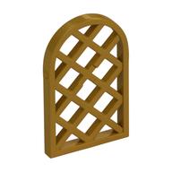 Window 1 x 2 x 2 2/3 Pane Lattice Diamond with Rounded Top (Pearl Gold)