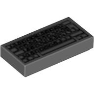 Tile 1 x 2 with Computer Keyboard Standard Print (Dark Bluish Gray)