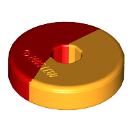 Projectile, Weapon Disc 2 x 2 with Marbled Yellow Pattern (Red)