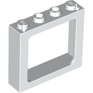 Window 1 x 4 x 3 Train with Shutter Holes and Solid Studs on Ends (White)