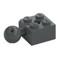 Technic Brick Special 2 x 2 with Ball and Axle Hole, with 6 Holes in Ball (Dark Bluish Gray)