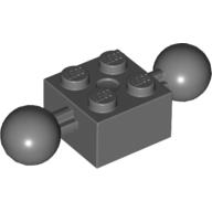 Technic Brick Special 2 x 2 with 10.2mm Balls [Center Mold Indention] (Dark Bluish Gray)
