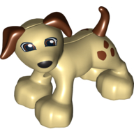 Duplo Animal Dog Large Paws with Brown Ears and Tail and Spots (Tan)