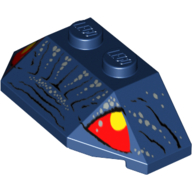 Brick Wedged, Sloped 45° 2 x 4 Triple with Angler Fish Face Print (Dark Blue)