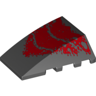 Brick Wedged, Curved 4 x 4 No Top Studs with Red Scale Print (Black)