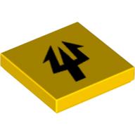 Tile 2 x 2 with Black Trident Print (Yellow)