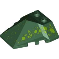 Brick Wedged, Sloped 4 x 4 Pyramid Centre with Green Scale Print (Dark Green)