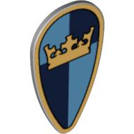Shield Ovoid with Crown on Dark and Medium Blue Quarters Print (Light Bluish Gray)