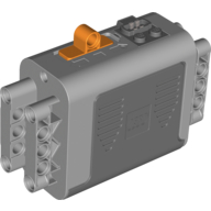 Battery Box, Power Functions 4 x 11 x 7 with Orange Switch and Dark Bluish Gray Covers [Complete Assembly] (Light Bluish Gray)