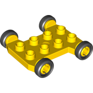 Duplo Vehicle Base 4 x 4 with 2 x 4 Studs and Black Wheels (Yellow)