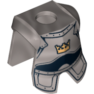 Minifig Neckwear Armor Breastplate with Leg Protection, Fantasy Era Crown Print (Pearl Light Gray)
