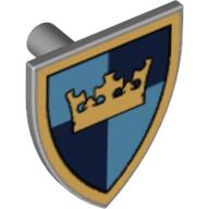 Shield Triangular with Crown on Dark / Medium Blue Quarters Print (Light Bluish Gray)