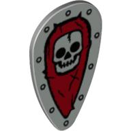 Shield Ovoid with Silver Skull on Dark Red Print (Light Bluish Gray)