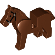 Animal, Horse, Movable Head, Black Eyes, Silver Pupils, Black Bridle Print (Reddish Brown)