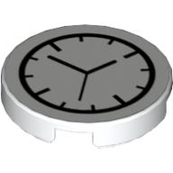 Tile Round 2 x 2 with Clock Print (White)