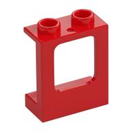 Window 1 x 2 x 2 Plane, Hollow Studs, Single Hole Top and Bottom for Glass (Red)