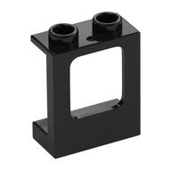 Window 1 x 2 x 2 Plane, Hollow Studs, Single Hole Top and Bottom for Glass (Black)