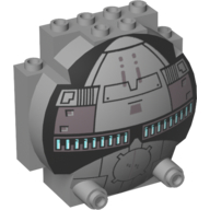 Windscreen 3 x 6 x 5 Bubble with Studs on Top with Sith Infiltrator Print (Light Bluish Gray)