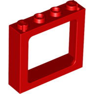 Window 1 x 4 x 3 Train with Shutter Holes and Solid Studs on Ends (Red)