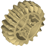 Technic Gear 20 Tooth Double Bevel with Axle Hole Type 2 [X Opening] (Tan)