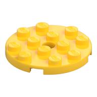 Plate Round 4 x 4 with Pin Hole (Yellow)