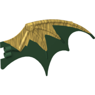 Creature Body Part, Dragon Wing 19 x 11 with Marbled Dark Green Pattern (Pearl Gold)