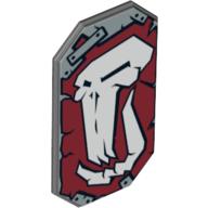Shield Octagonal without Stud with Troll Skull on Dark Red Print (Dark Bluish Gray)