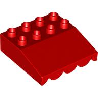 Duplo Roofpiece Slope 33 4 x 4 with Awning Overhang with 9 Bottom Tubes (Red)