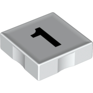 Duplo Tile 2 x 2 with Number '1' Print (White)